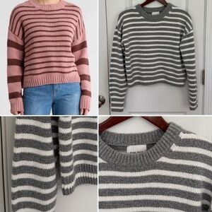 Pink Rose Stripe Chenille Sweater